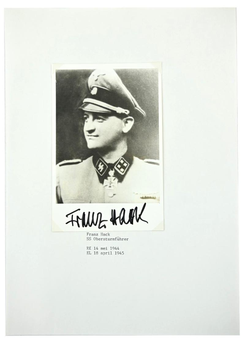 Signature of Waffen-SS KC& OLC Recipient Franz Hack