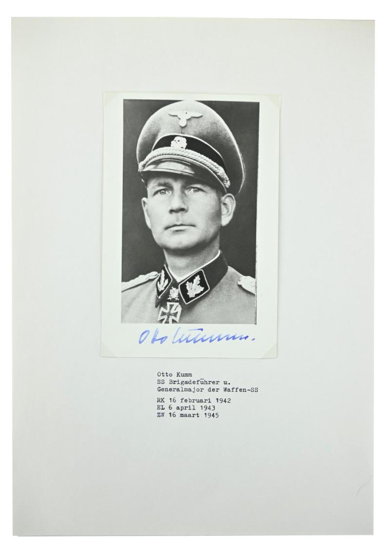 Postcard with Signature of Waffen-SS KC-OL&S Recipient 'Otto Kumm'
