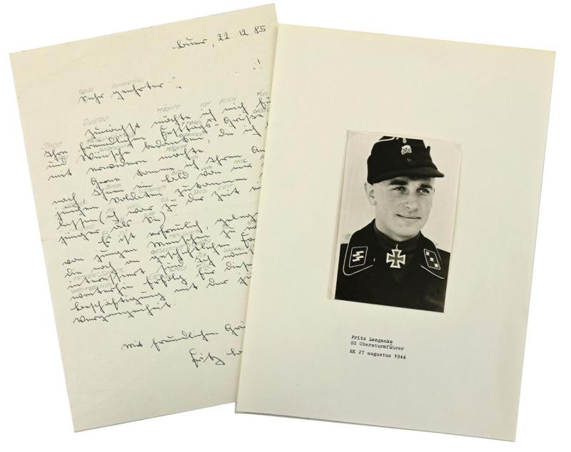 Signature of Waffen-SS KC Recipient 'Fritz Langanke'
