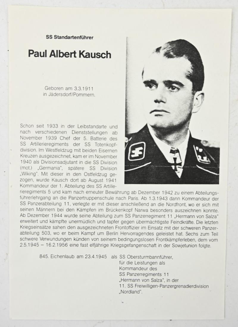 Signature of Waffen-SS KC-OLC Recipient Paul-Albert Kausch