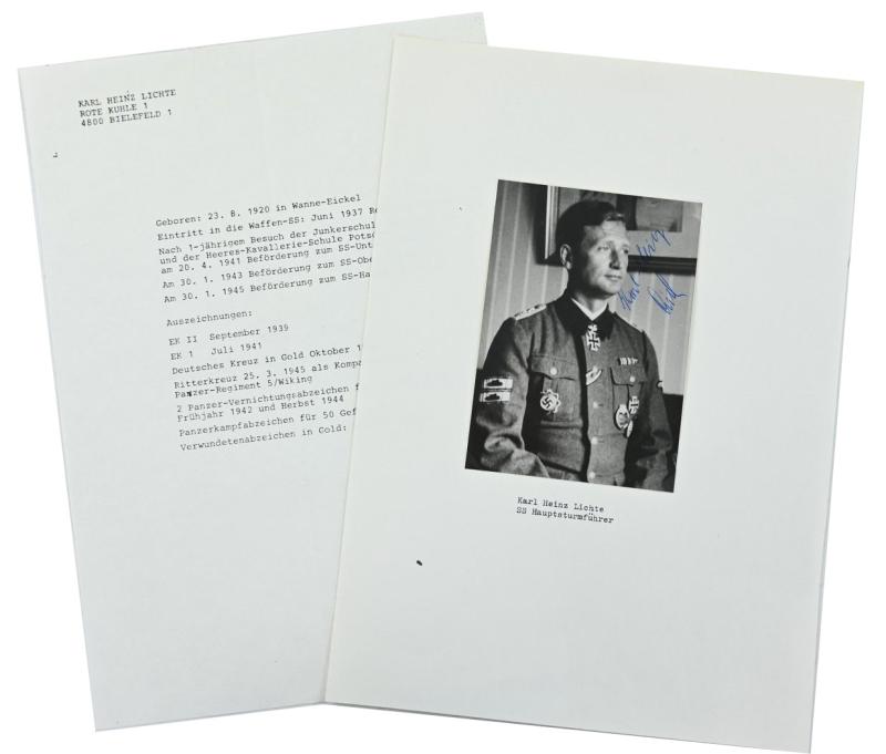 Signature of Waffen-SS KC Recipient 'Karl-Heinz Lichte'