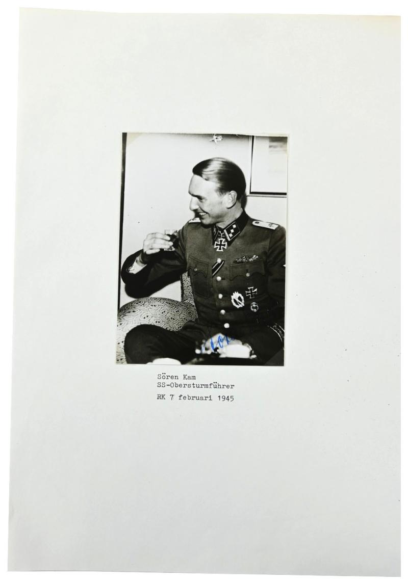 Signature of Waffen-SS KC Recipient 'Søren Kam'