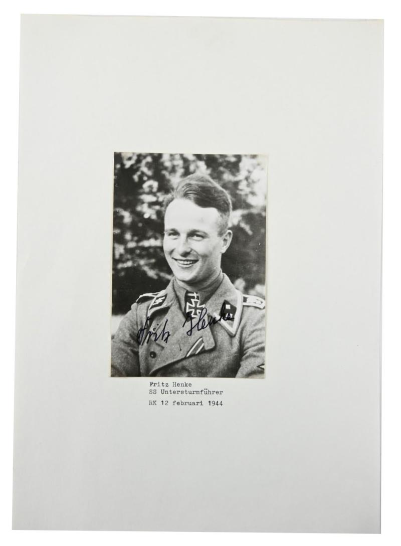 Signature of Waffen-SS KC Recipient 'Fritz Henke'