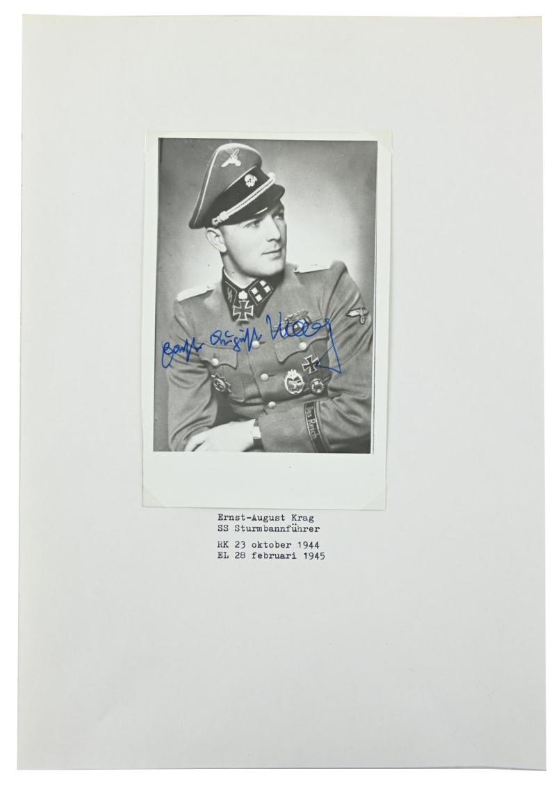 Signature of Waffen-SS KC-OLC Recipient 'Ernst-August Krag'