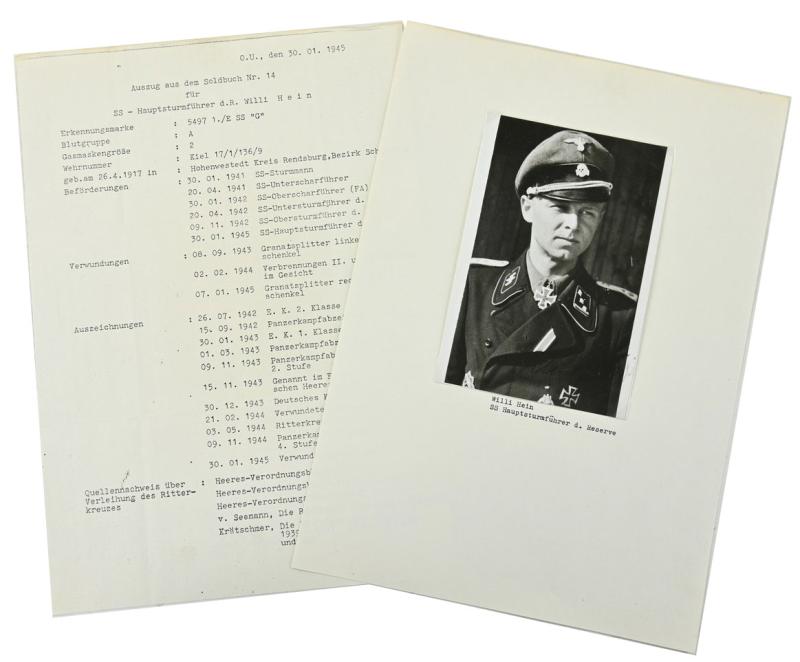Signature of Wehrmacht/Waffen-SS KC-OLC Recipient 'Gerhard Hein'