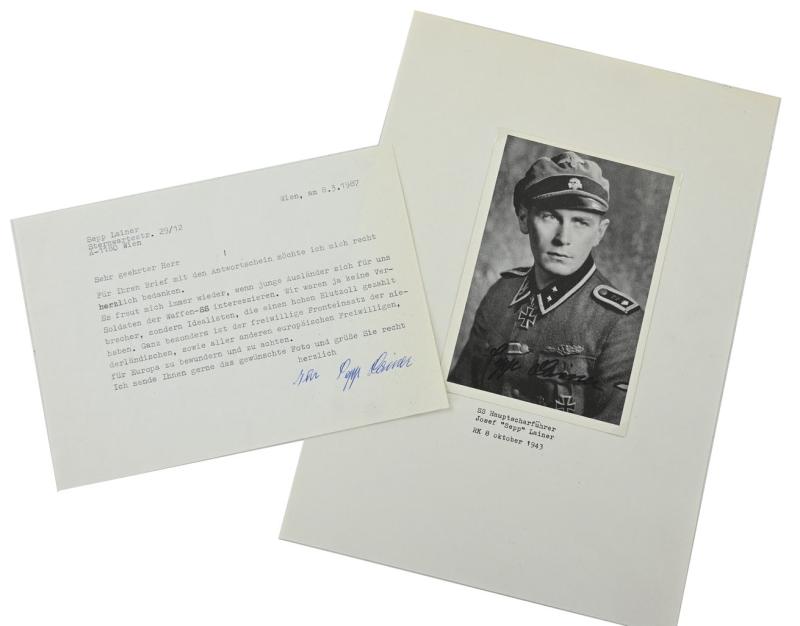 Signature of Waffen-SS KC Recipient 'Sepp Lainer'