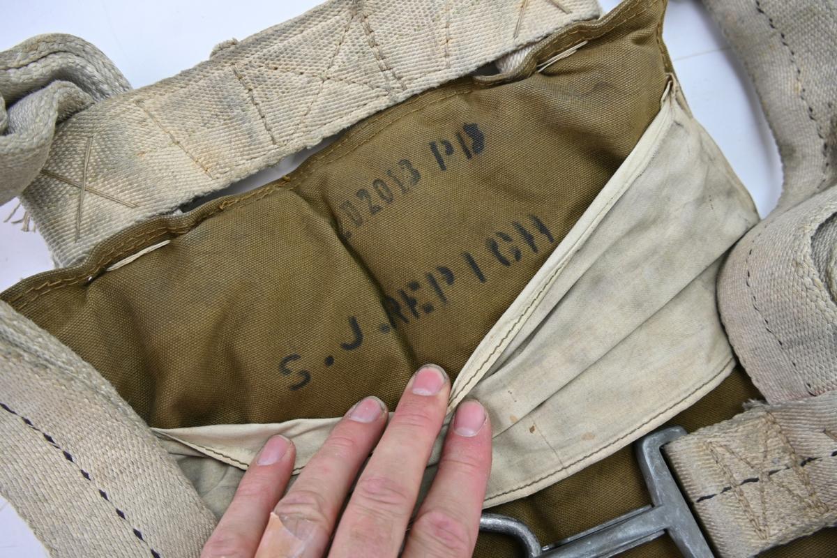 USAAF WW2 Named AN6510-1 Seat Parachute Harness Assembly