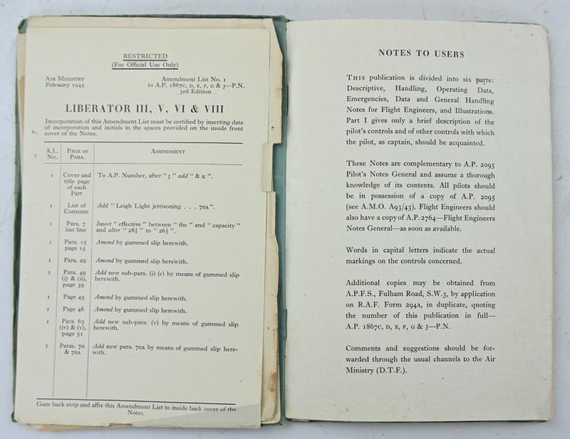 USAAF WW2 Pilot's Notes Liberator 1944
