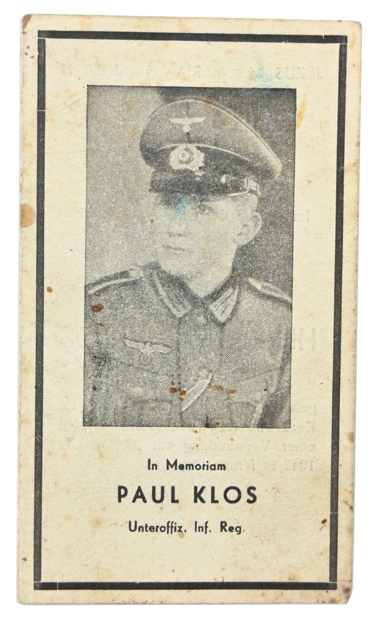 German Deathcard Dutchman Paul Klos