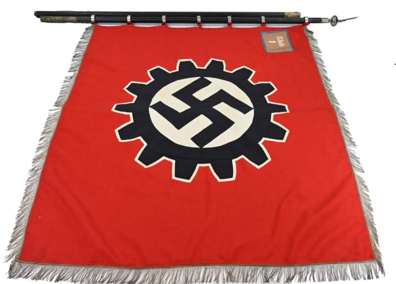 German Third Reich DAF Parade Flag complete with Pole and Poletop