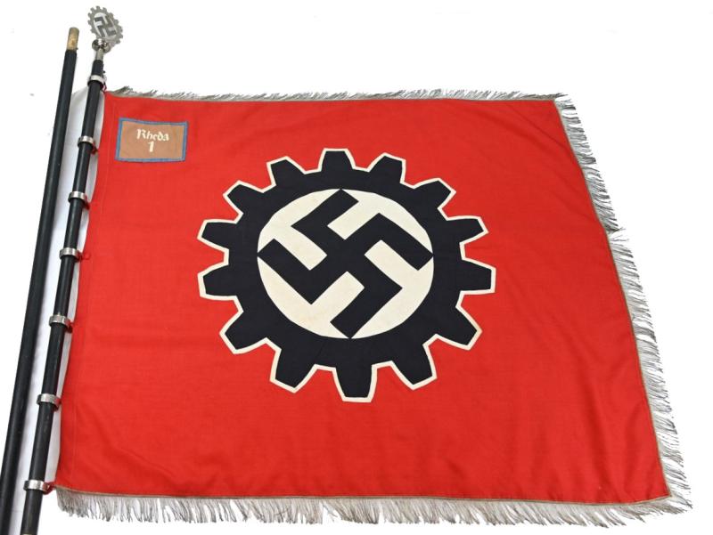 German Third Reich DAF Parade Flag complete with Pole and Poletop