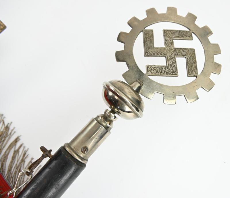 German Third Reich DAF Parade Flag complete with Pole and Poletop