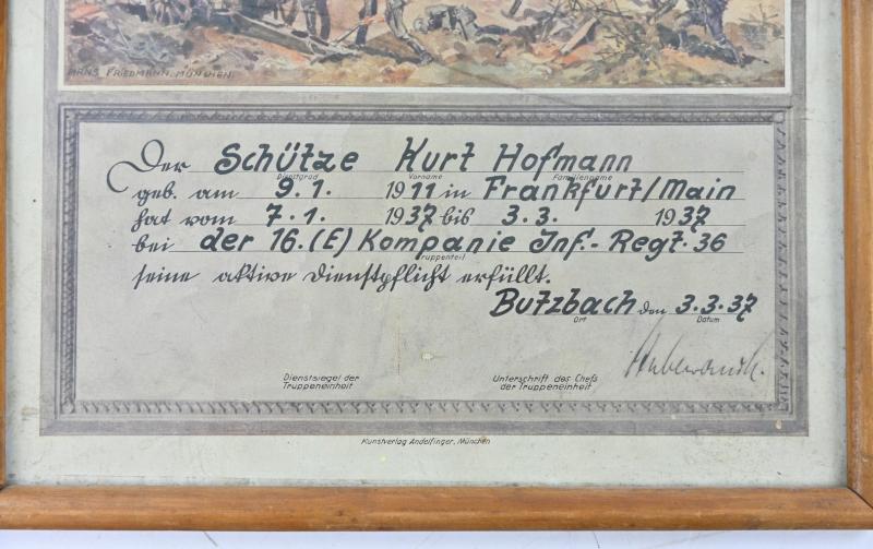 German WH Heer Framed Remembrance Plaque