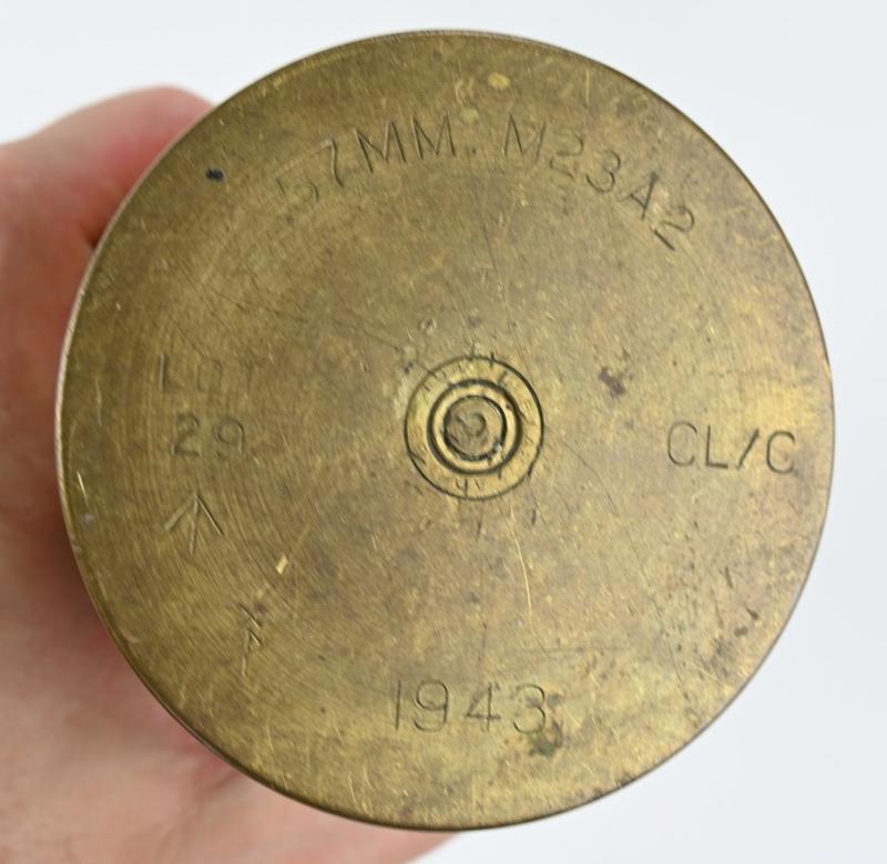 British WW2 Ordnance Quick-Firing 6-pounder 7 cwt Brass Shell 1943