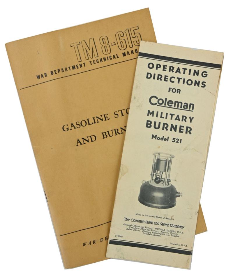 US WW2 TM 8-615 and Coleman Burner Manual