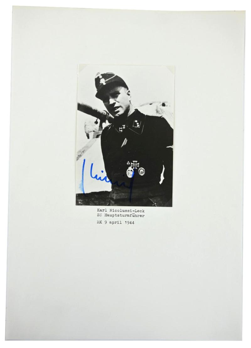 Signature of Waffen-SS Knight's Cross Recipient 'Karl Nicolussi-Leck'