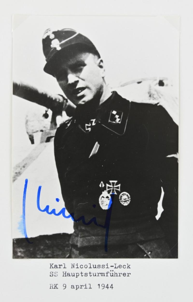 Signature of Waffen-SS Knight's Cross Recipient 'Karl Nicolussi-Leck'