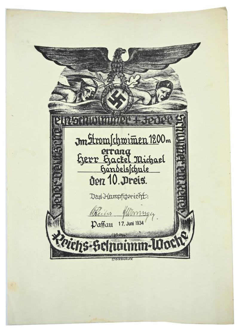 German Third Reich Period Sports Certificate