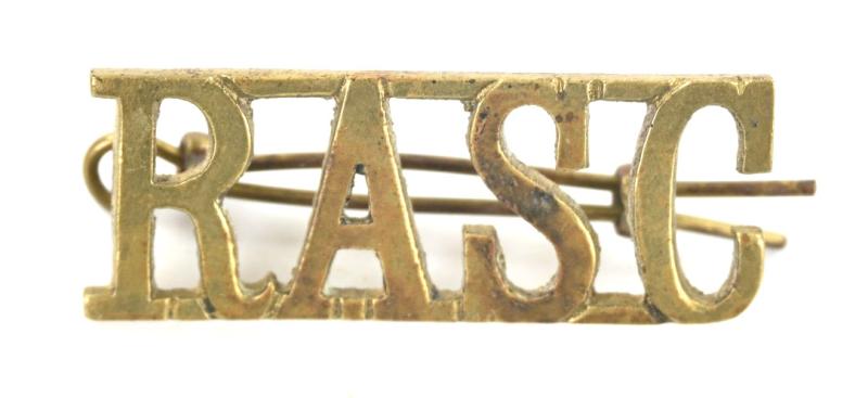 British WW2 RASC Brass Shoulder Title