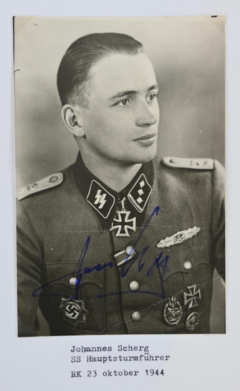 Signature of Waffen-SS Knight's Cross Recipient 'Johannes Scherg'