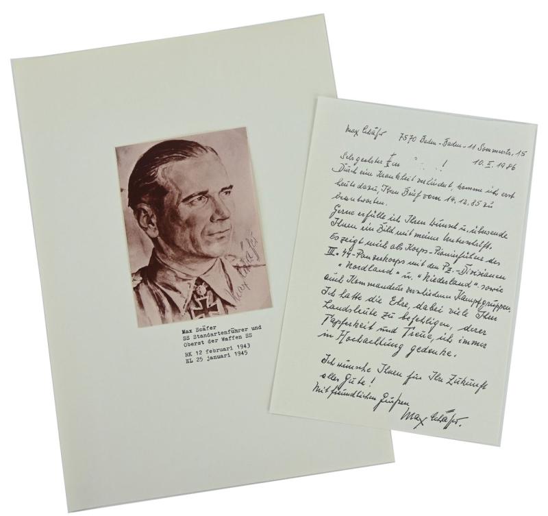 Signature of Waffen-SS KC&OLC Recipient 'Max Schäfer'