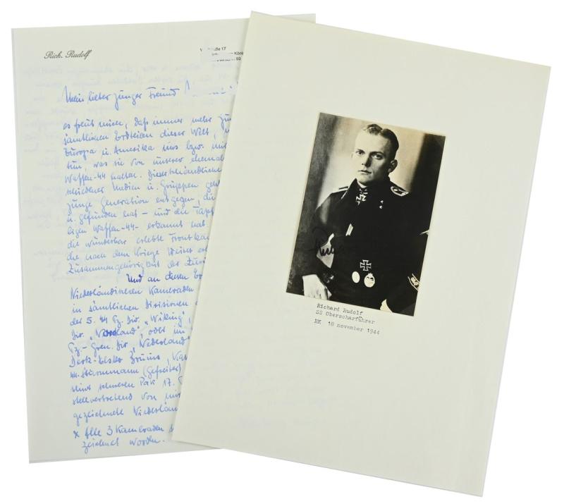 German Waffen-SS Knight's Cross Recipient Portait Picture with Signature 'Richard Rudolf'