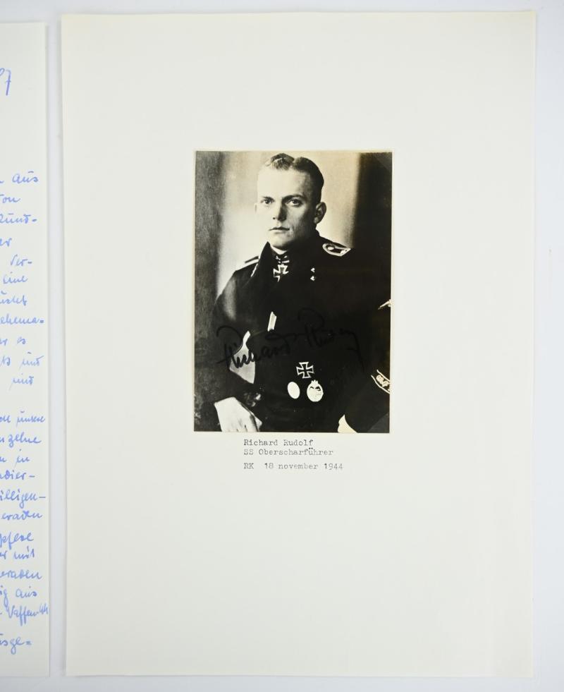 German Waffen-SS Knight's Cross Recipient Portait Picture with Signature 'Richard Rudolf'