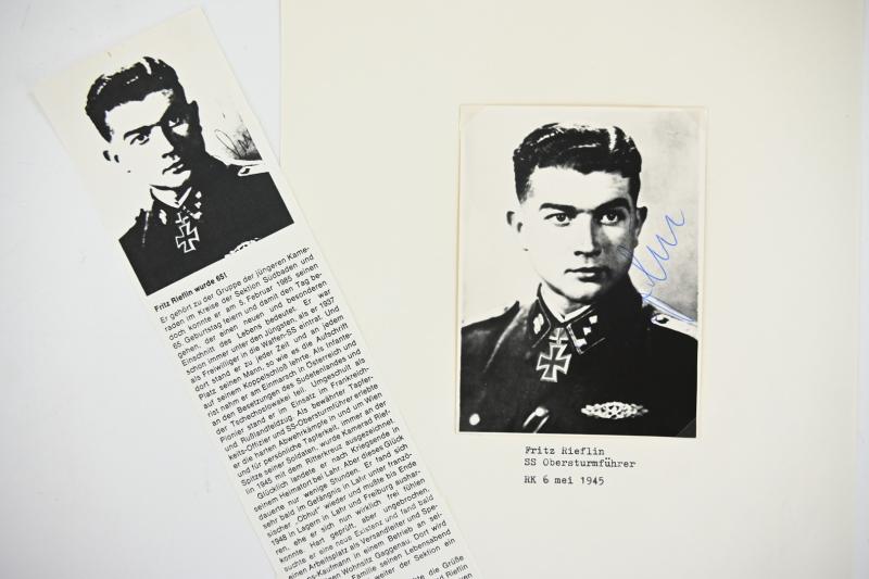 Signature of Waffen-SS Knight's Cross Recipient 'Fritz Rieflin'