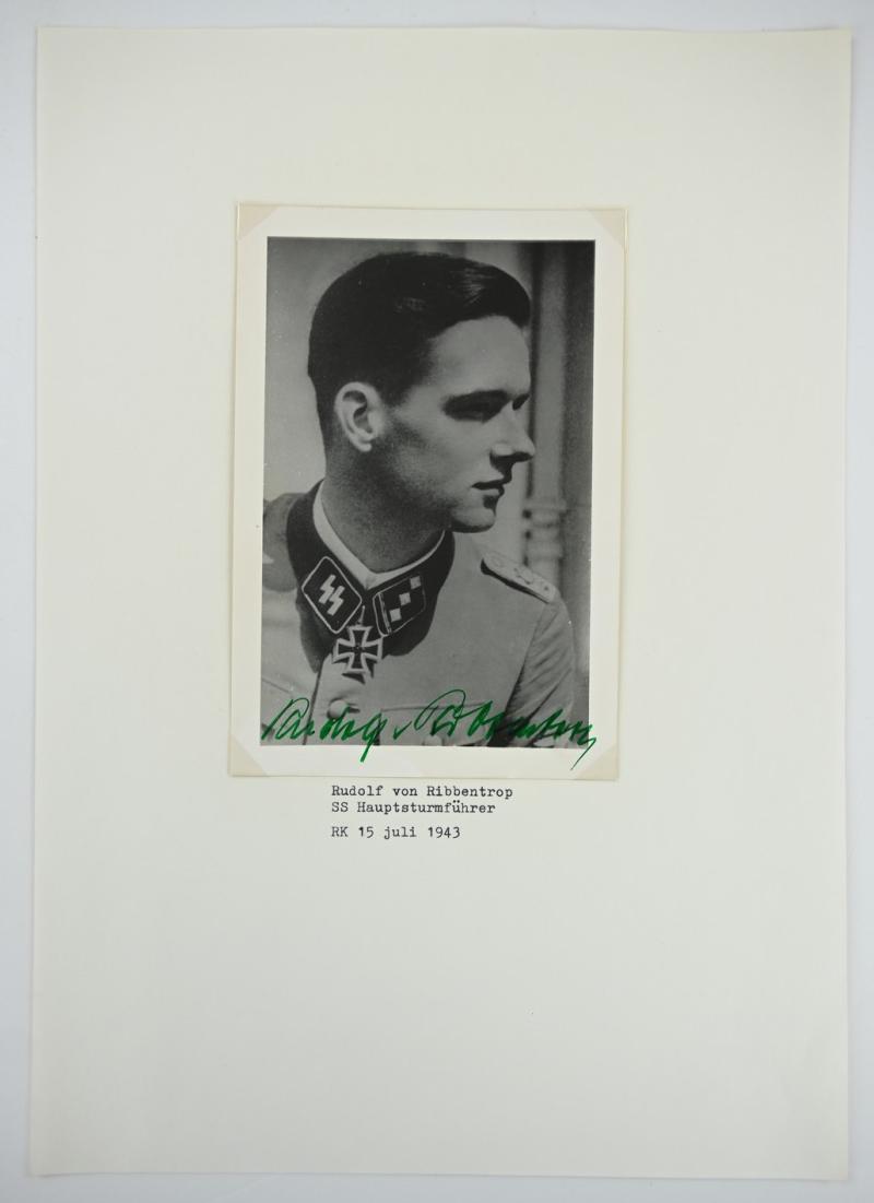 Signature of Waffen-SS KC Recipient 'Rudolf von Ribbentrop'