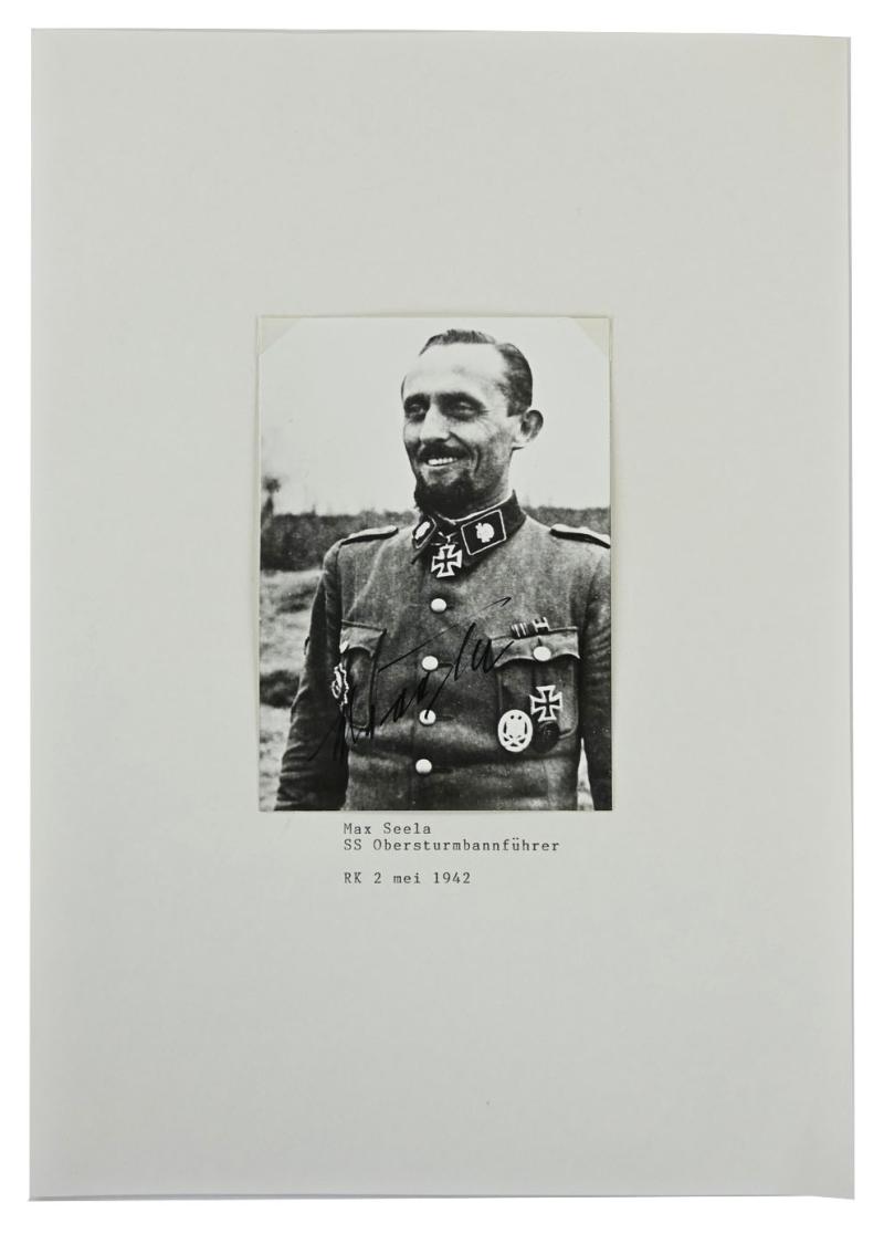 Signature of Waffen-SS Knight's Cross Recipient 'Max Seela'