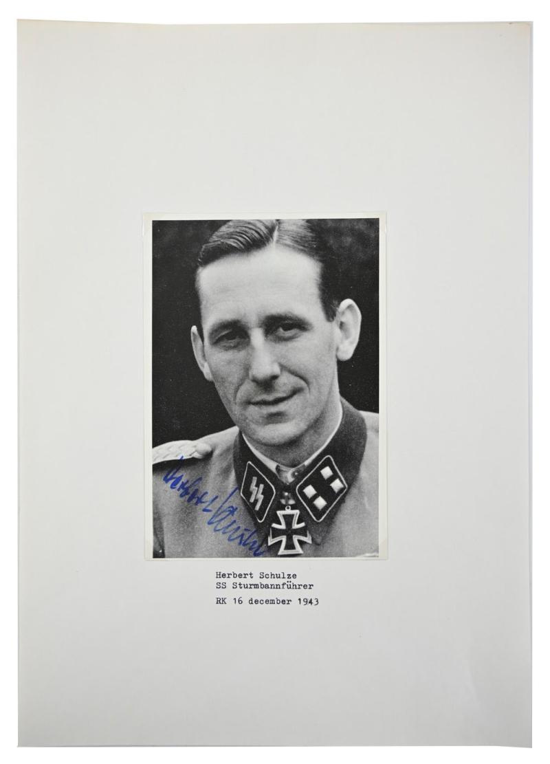 Signature of Waffen-SS Knight's Cross Recipient 'Herbert Schulze'