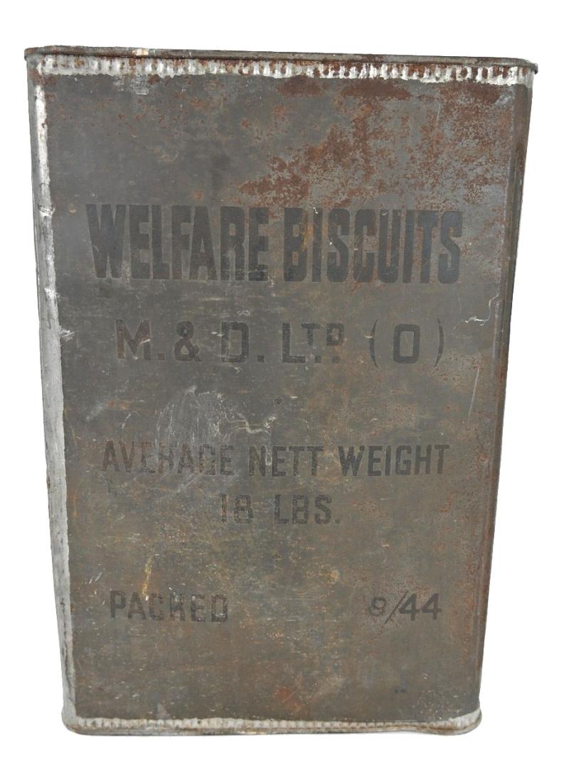 British WW2 Welfare Biscuits Tin Can FULL