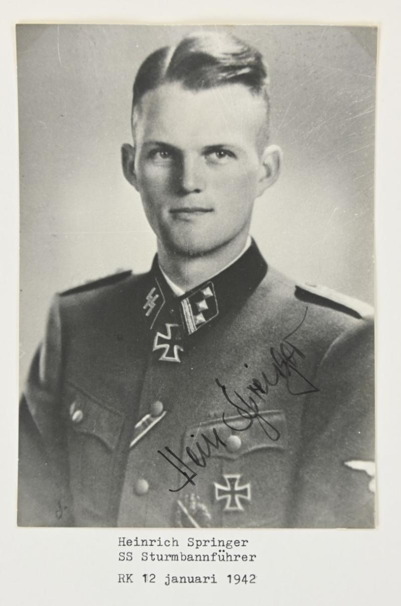 Signature of Waffen-SS Knight's Cross Recipient 'Heinrich Springer'