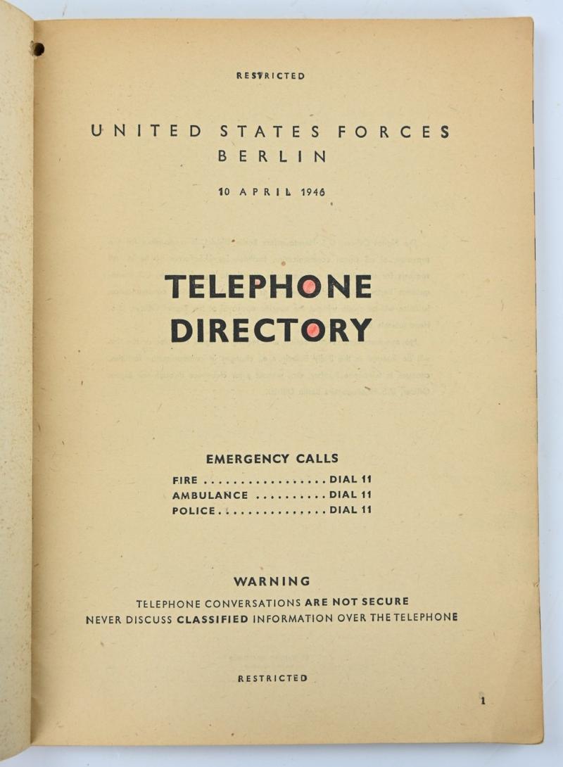 US Headquarters Berlin Telephone Directory