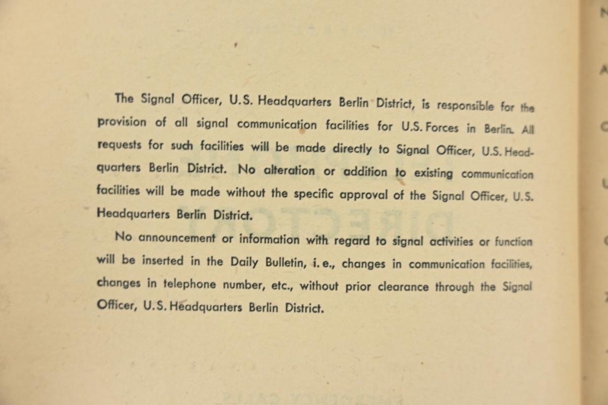US Headquarters Berlin Telephone Directory