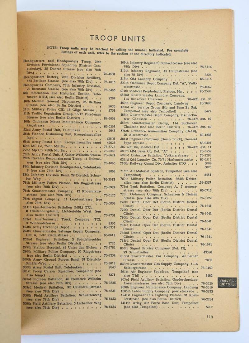 US Headquarters Berlin Telephone Directory