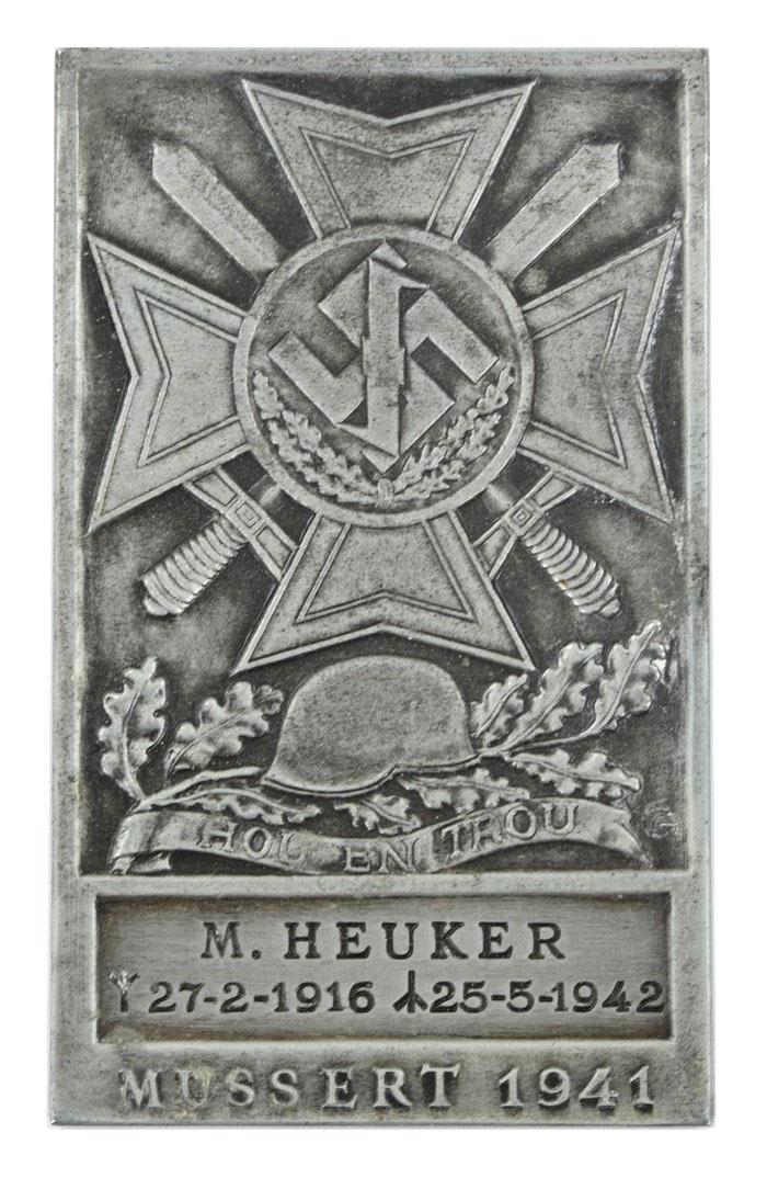 Dutch NSB Eastern Front Plaque 'Fallen Soldier'