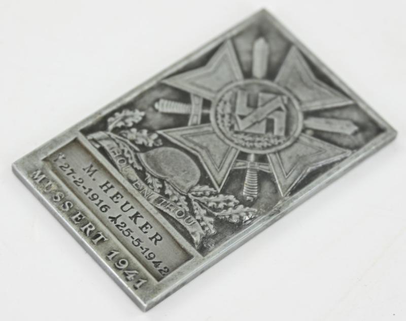 Dutch NSB Eastern Front Plaque 'Fallen Soldier'