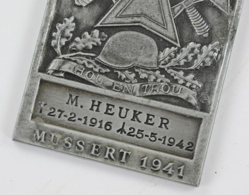 Dutch NSB Eastern Front Plaque 'Fallen Soldier'