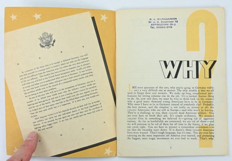 US WW2 Occupation Information Booklet